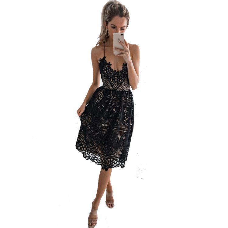 Women Lace Backless Short Dresses-STYLEGOING