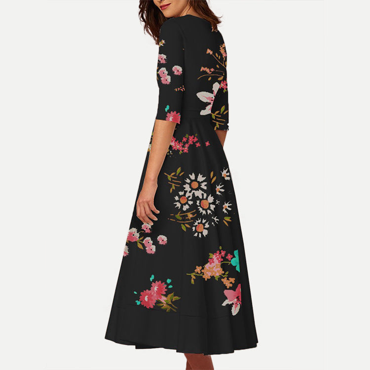 Lovely Floral Print Summer Women Midi Dresses