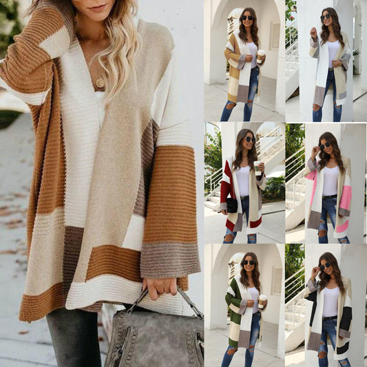 Women Colorful Knitted Cardigan Outerwear