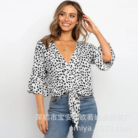 Casual Summer Sexy Print Women Blouses