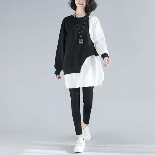 Women Irregular Black&White Cozy Dresses-STYLEGOING