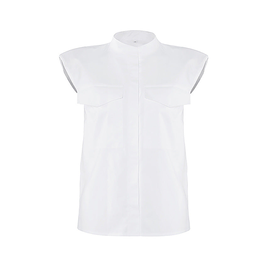 Designed Fashion White Sleeveless Shirts