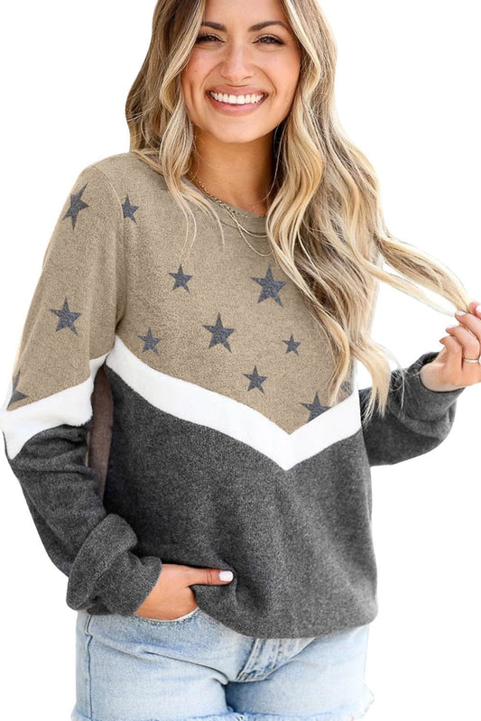 Women Long Sleeves Star Print Fall Sweaters