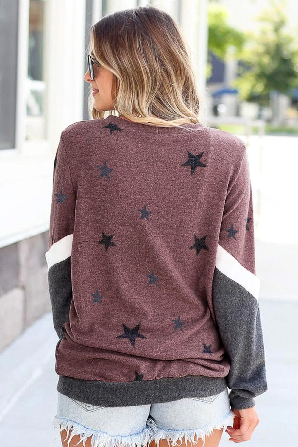 Women Long Sleeves Star Print Fall Sweaters
