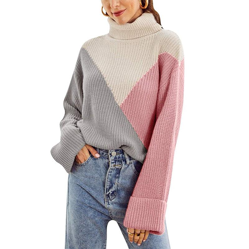 Leisure High Neck Knitting Hoodies Sweaters for Women
