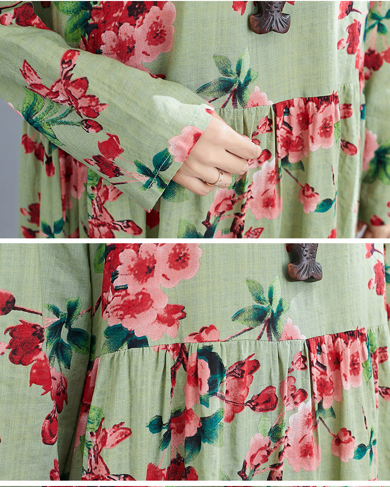 Vintage Linen Long Sleeves Spring Dresses