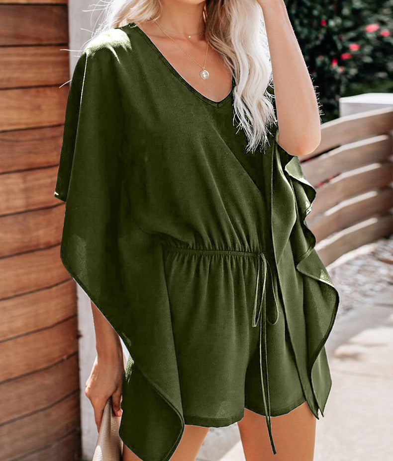 Casual Summer Lace Up Short Jumpsuits