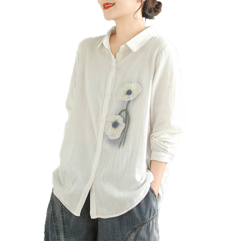 Leisure Linen Long Sleeves Shirts for Women
