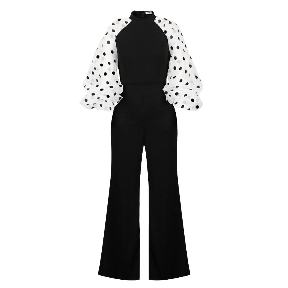 Sexy Stand Collar Long Sleeves Plus Sizes Jumpsuits