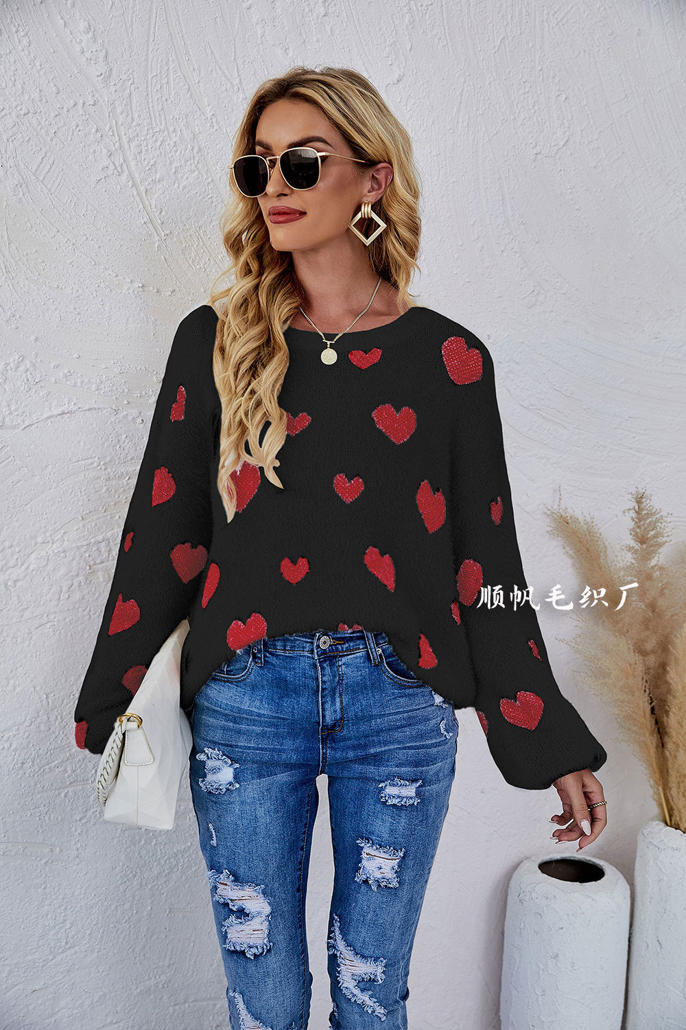 Casual Sweetheart Design Knitting Pullover Sweaters