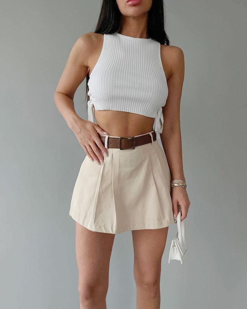 Summer High Waist 100% Cotton Sheath Short A Line Skirts