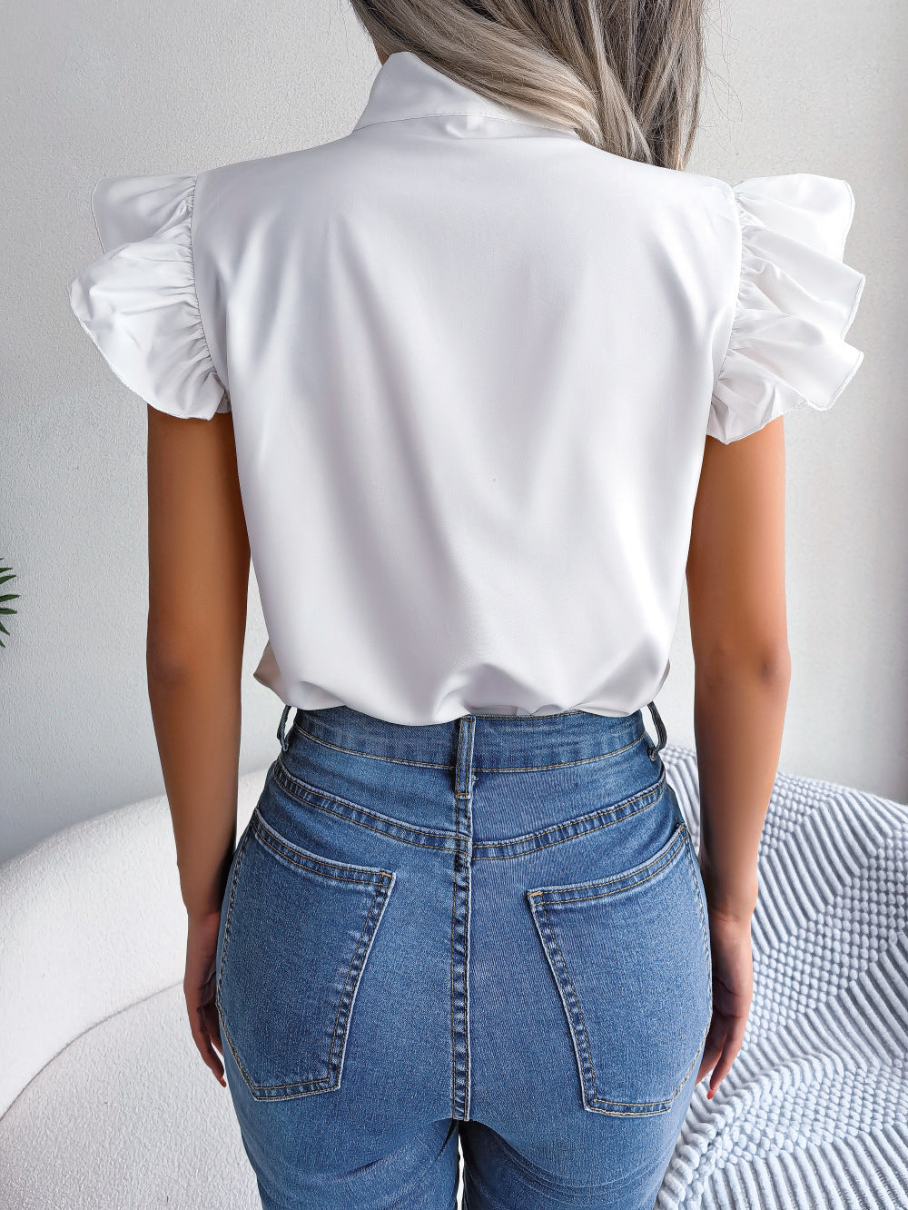 Elegant Ruffled Butterfly Chiffon Shirts for Women