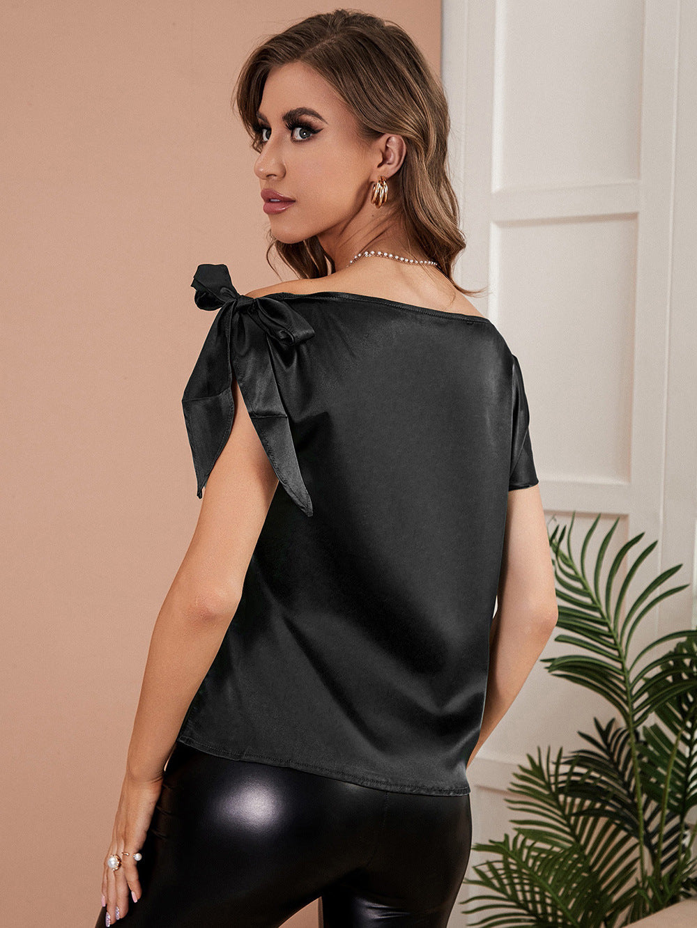 Sexy Summer Bowknot Off The Shoulder Short Sleeves T Shirts