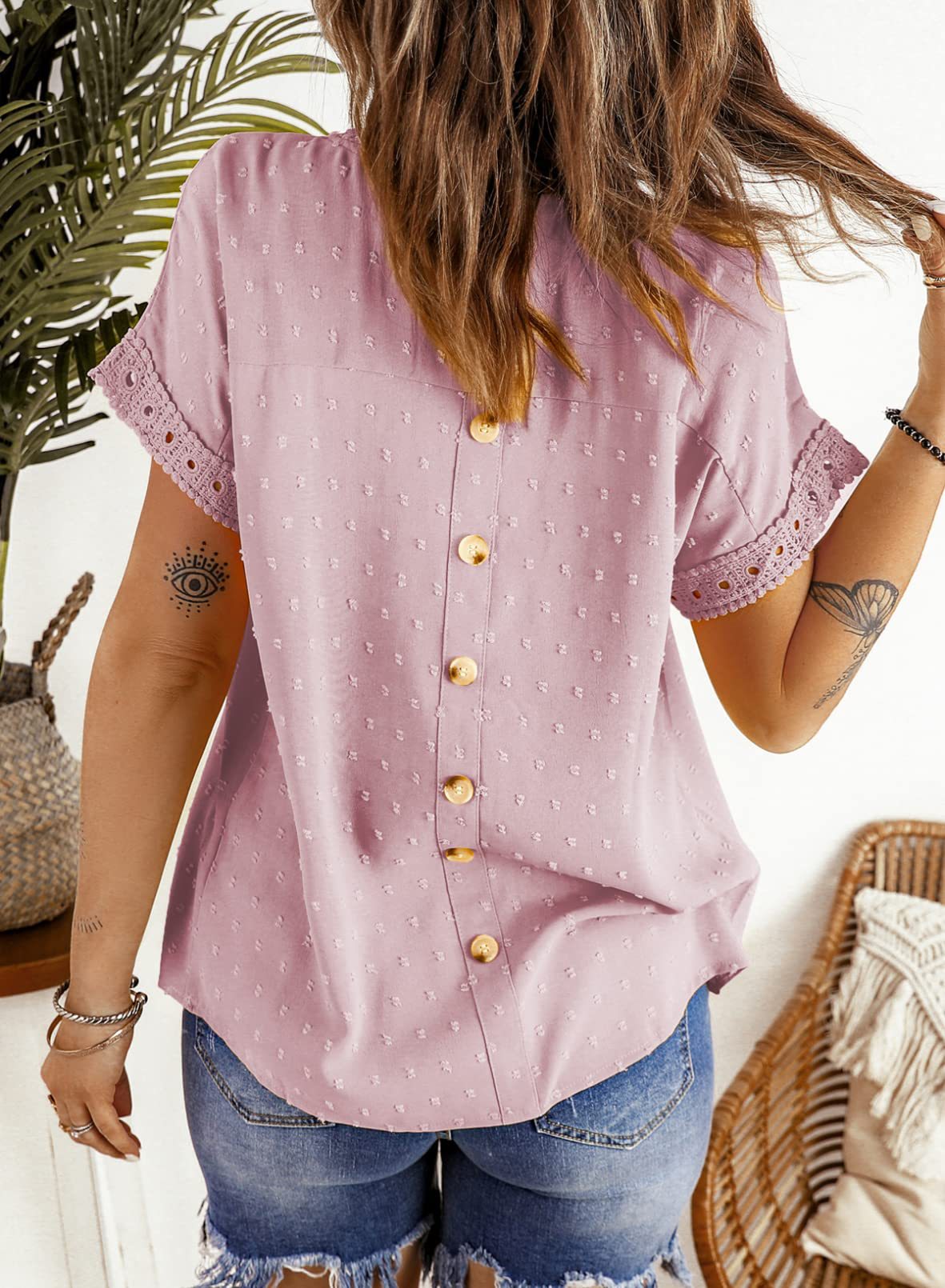 Summer Lace Chiffon Short Sleeves Shirts