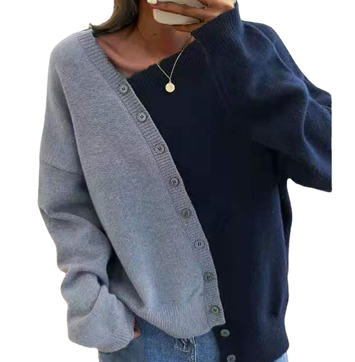 Casual Contrast Long Sleeves Knitting Sweaters