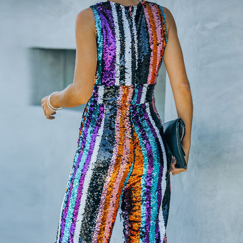 Sexy Sequined Sleeveless Summer Jumpsuits