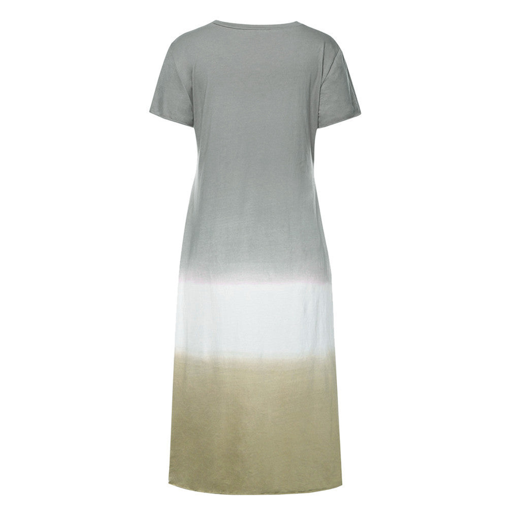 Casual Contrast Design Summer Short Sleeves Dresses
