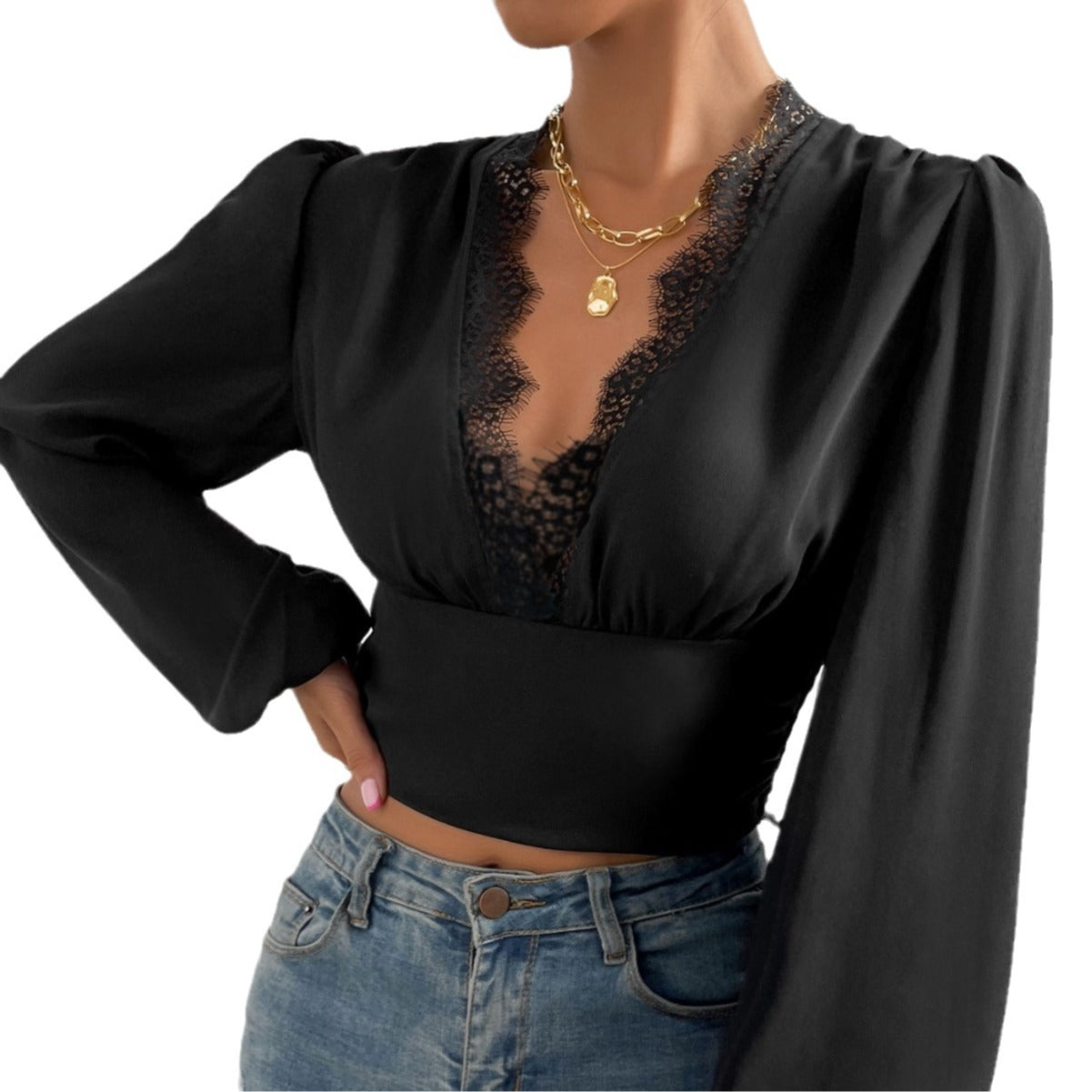 Sexy Long Sleeves Lace Tops for Women