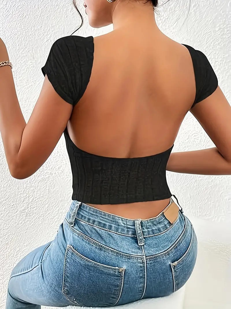 Sexy Summer Backless Short T Shirts for Women