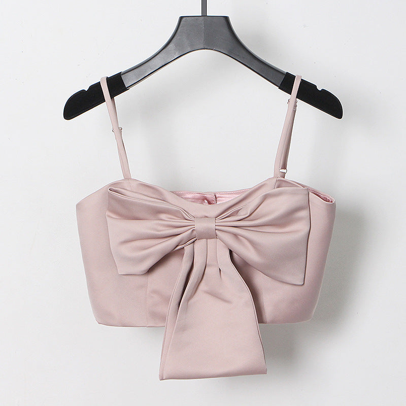 Sexy Lovely Designed Bowknot Midriff Baring Short Tops