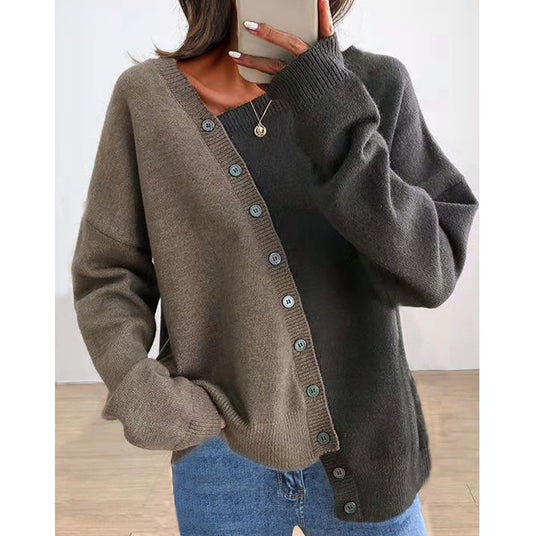 Casual Contrast Long Sleeves Knitting Sweaters