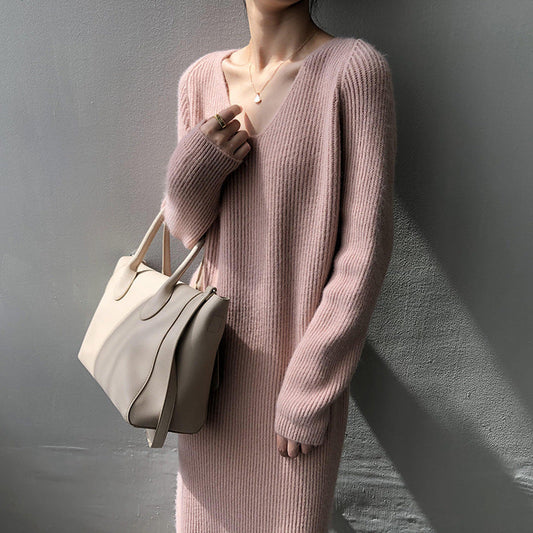 Casual Knitted Knee Dresses for Women