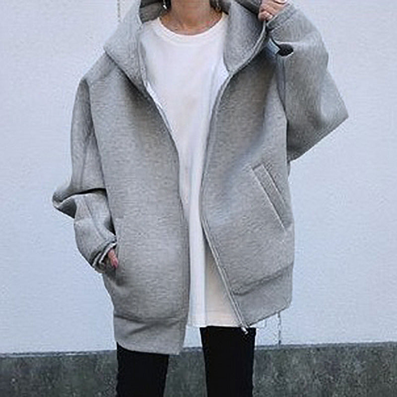 Women Winter Velvet Zipper Hoodies Overcoat