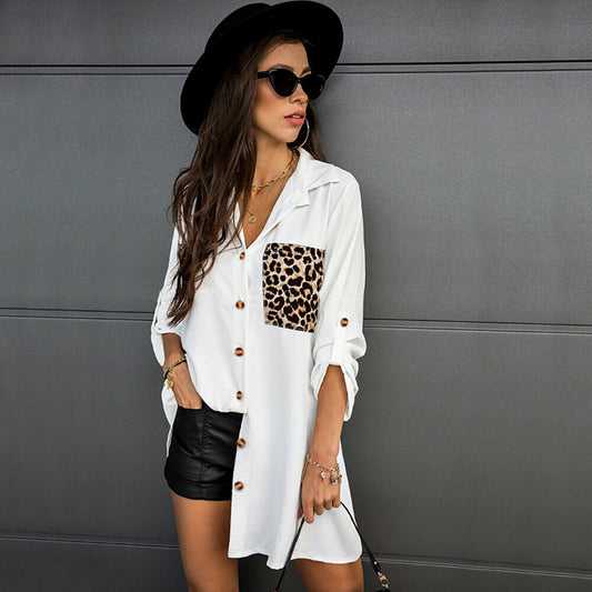 Casual Leopard Long Sleeves Women Shirts