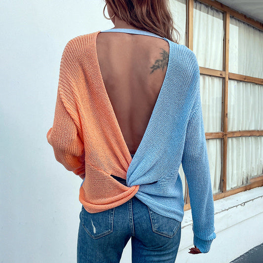 Sexy Summer Backless Design Knitting Sweaters