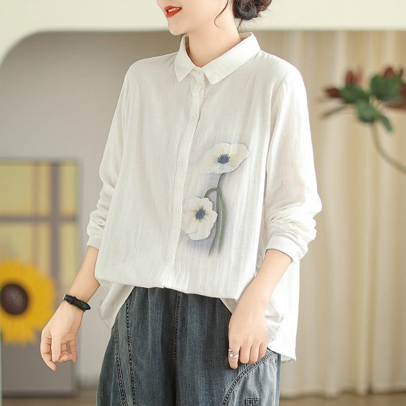 Leisure Linen Long Sleeves Shirts for Women