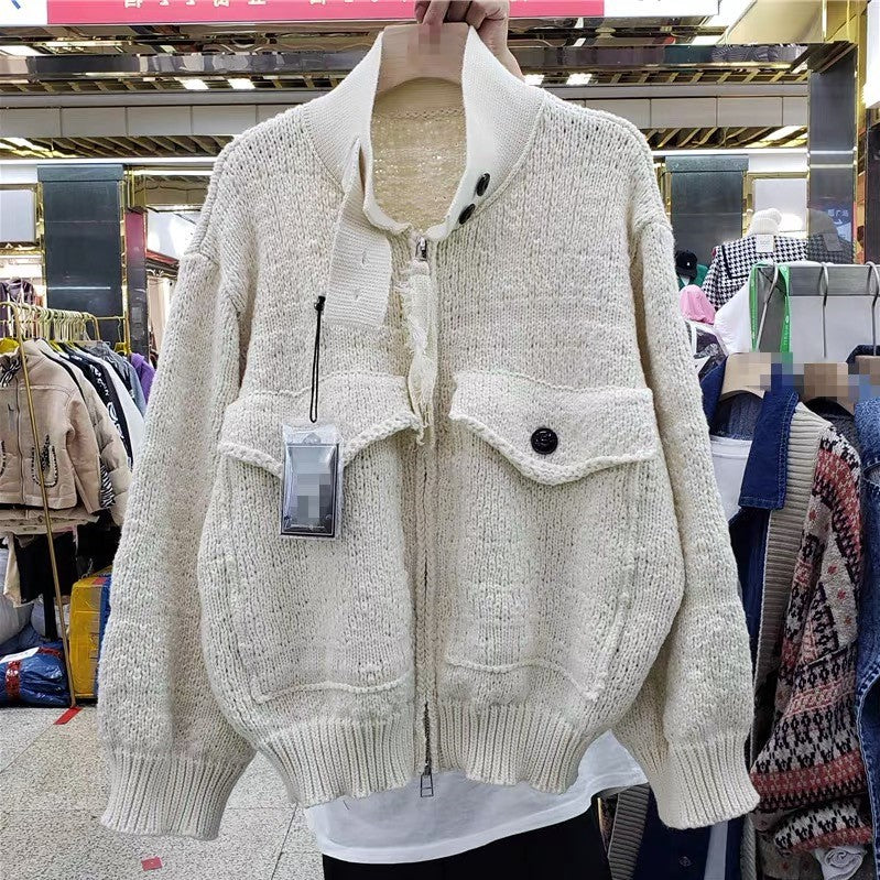 Women Zipper Knitting Cardigan Sweater Coats