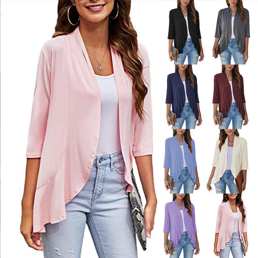 Casual 3/4 Sleeves Cardigan Tops for Women