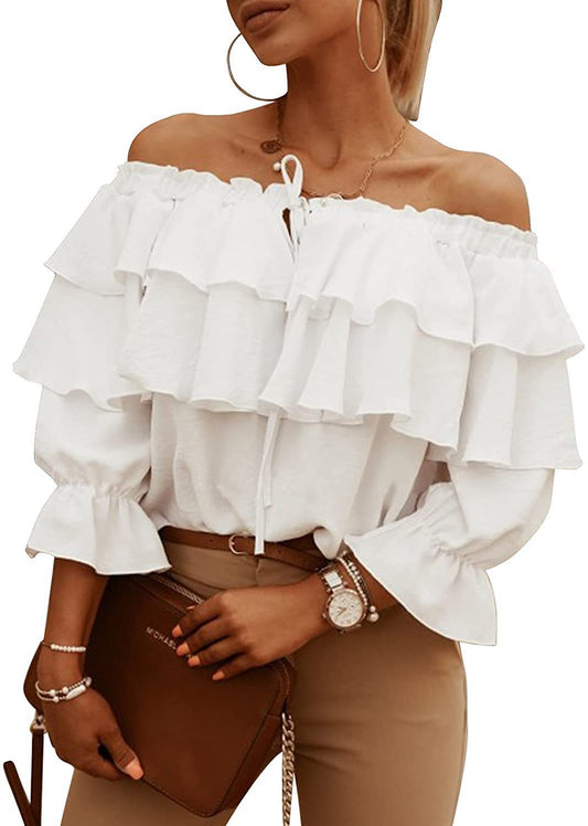 Sexy Off The Shoulder Chiffon Women Blouses Tops
