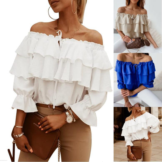 Sexy Off The Shoulder Chiffon Women Blouses Tops