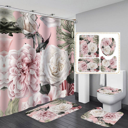 3D Flowers Print Shower Curtain Set Bath with Rugs-180×180cm Shower Curtain Only-A-Free Shipping at meselling99