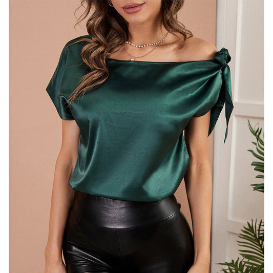Sexy Summer Bowknot Off The Shoulder Short Sleeves T Shirts