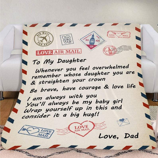 Dad to Daughter Envelope Fleece Blanket--Free Shipping at meselling99