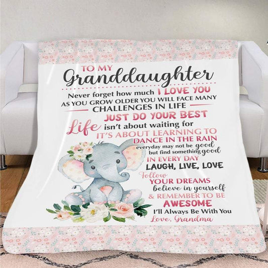 To My Granddaughter Elephant Envelope Fleece Blanket--Free Shipping at meselling99