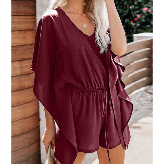 Casual Summer Lace Up Short Jumpsuits