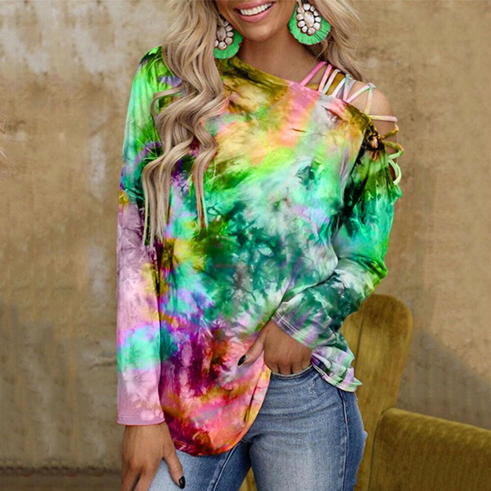 Colorful Tie-Dye Casual Tunic Blouse-STYLEGOING