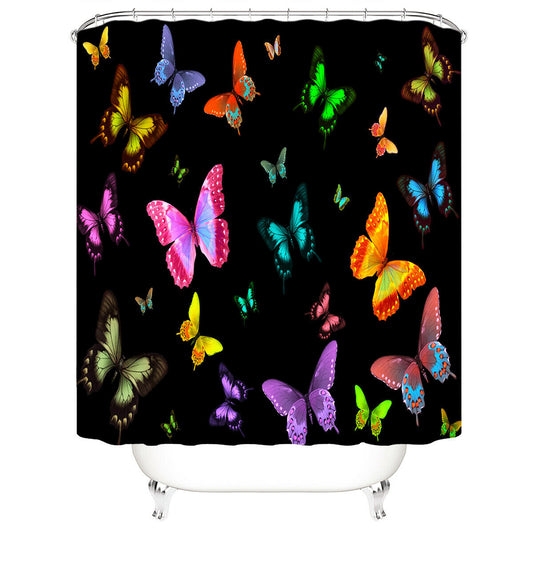 Butterflies Shower Curtain Bathroom Rug Set Bath Mat Non-Slip Toilet Lid Cover--Free Shipping at meselling99