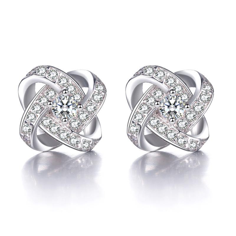 Snowflake Designed Sterling Silver Earring Studs-Earrings-JEWELRYSHEOWN