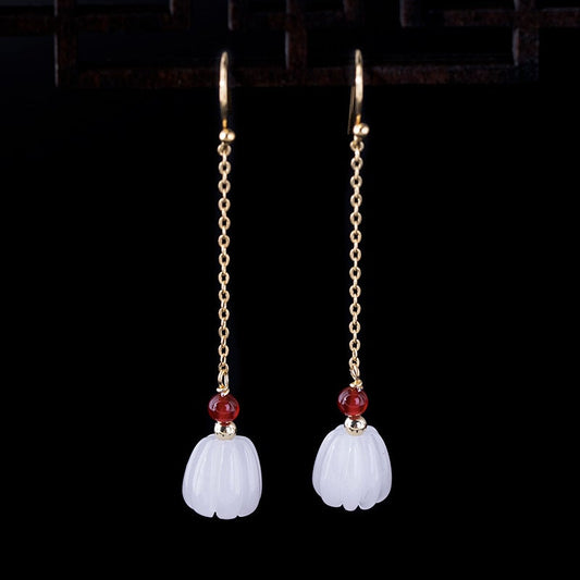 Vintage Sterling Silver Pumpkin Design Dangle Earrings for Women-Earrings-JEWELRYSHEOWN