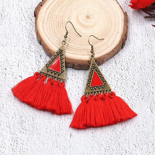 Ethnic Fashion Tassels Drop Earrings for Women-Earrings-JEWELRYSHEOWN