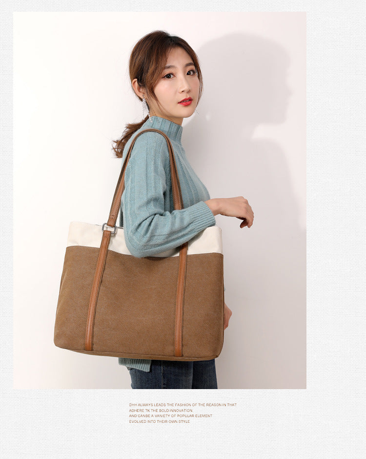 Women Lager Canvas Tote Handbags for Traveling K1901-Handbags-Blue-Free Shipping Leatheretro