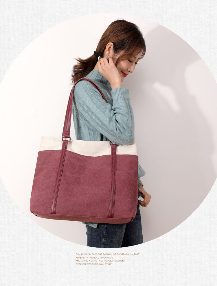Women Lager Canvas Tote Handbags for Traveling K1901-Handbags-Blue-Free Shipping Leatheretro