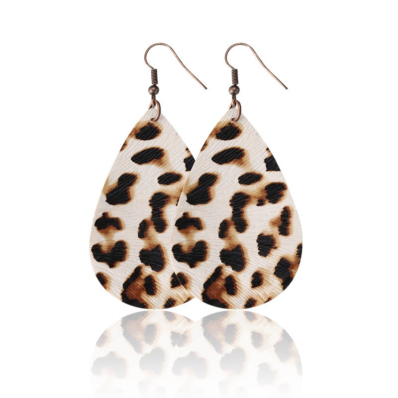Water Drop Designed Leopare Print Earrings for Women-Earrings-JEWELRYSHEOWN
