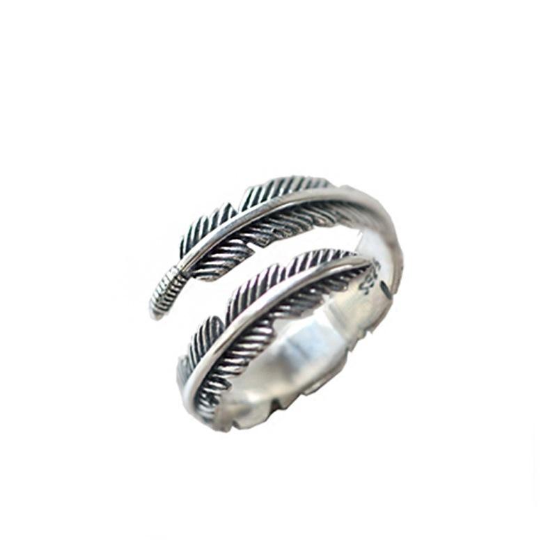 Vintage Hip Top Style Feather Open End Rings for Men&Women-Rings-JEWELRYSHEOWN