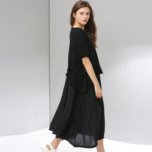 Summer Women Plus Sizes Black Long Cozy Dresses