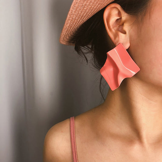 Fashoin Geometry Patter Candy Color Earrings-Earrings-JEWELRYSHEOWN